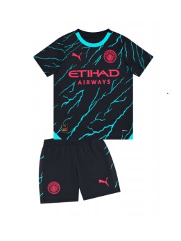 Otroški Nogometna dresi replika Manchester City Tretji 2023-24 Kratek rokav (+ hlače)